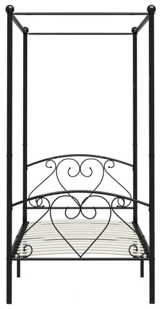 fekete fém baldachinos ágykeret 90 x 200 cm