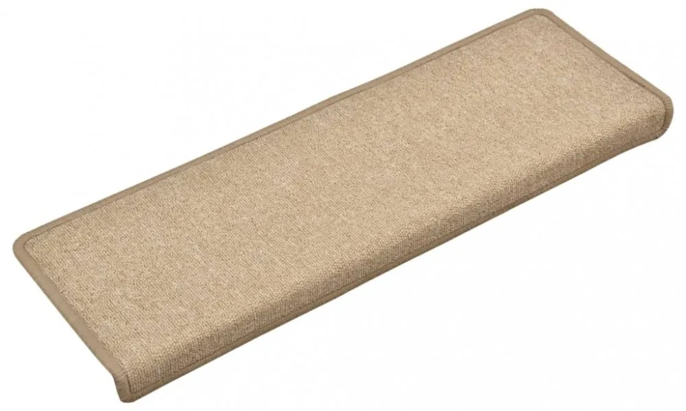 15 db lépcsőszőnyeg 65 x 21 x 4 cm bézs téglalap alakú széllel