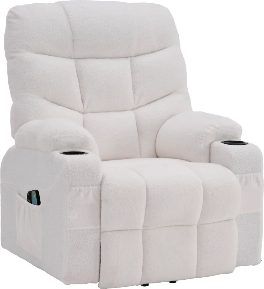 Állítható masszázs fotel, fehér, HUDSON