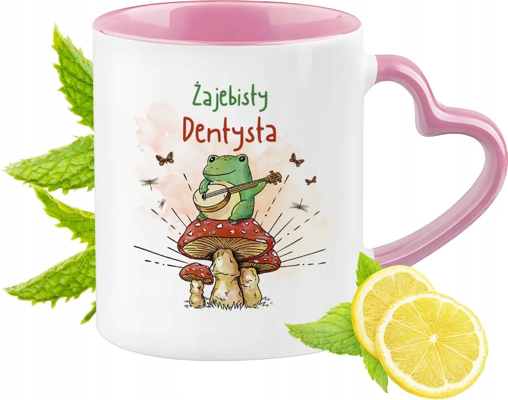 Fogorvosi bögre Rózsaszín, szív alakú füllel Kávé ajándék