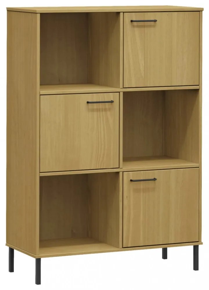 OSLO barna tömör fa könyvszekrény fém lábakkal 90x35x128,5 cm