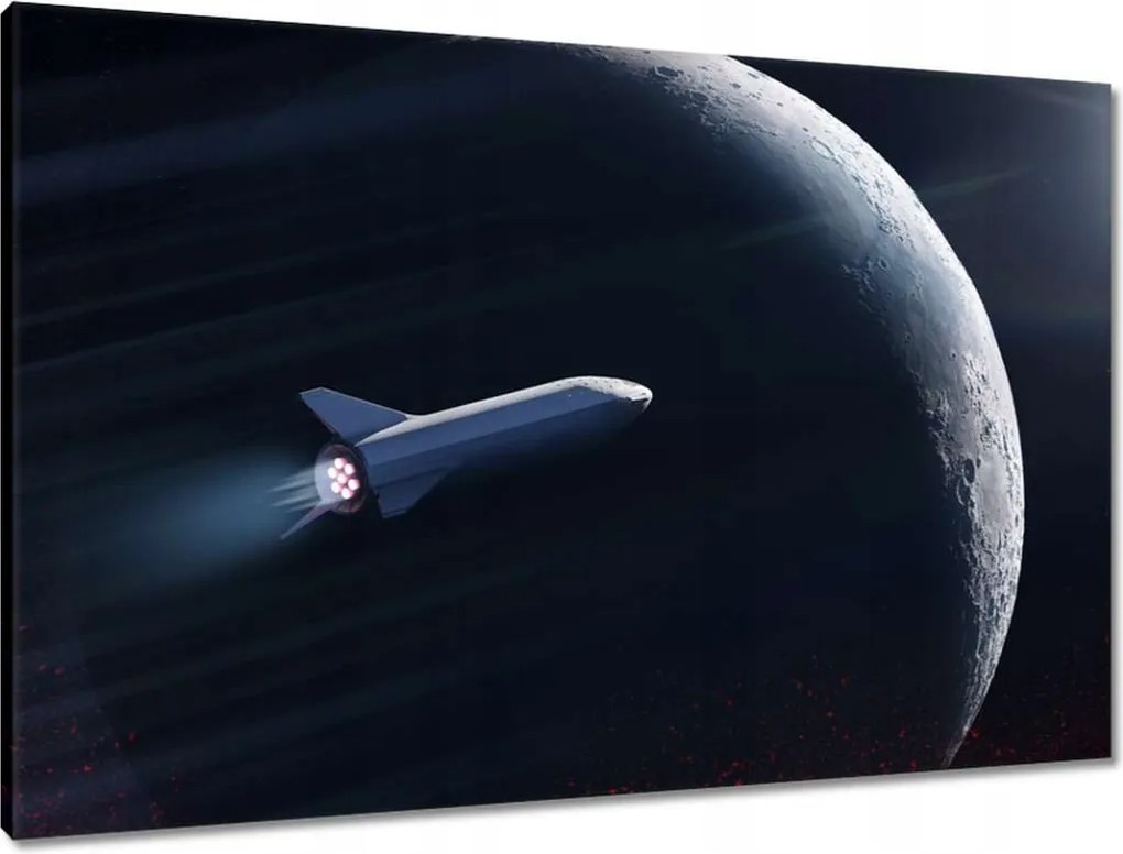 Vászonkép 90x60 Rakéta a hold hátterében