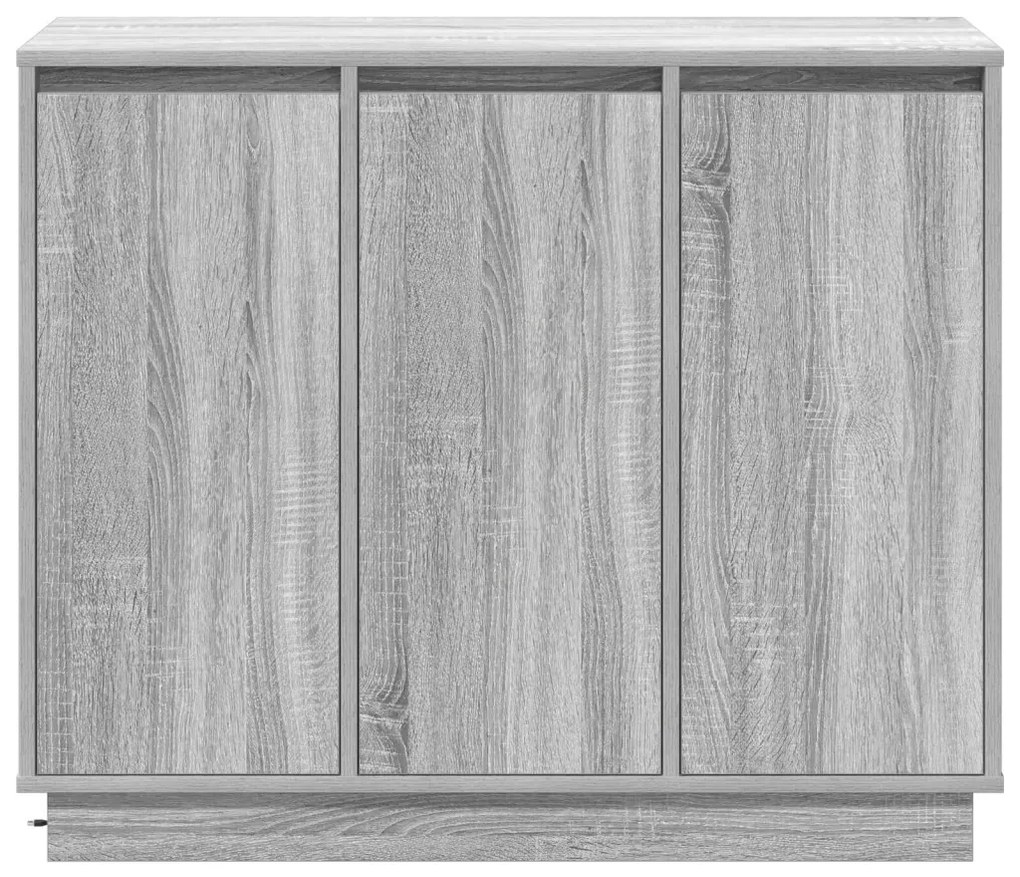 LED-es oldalszekrény, szürke Sonoma, 90x32x75 cm, mérnöki fa