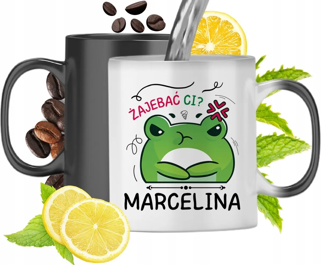 Mágikus bögre Marcelina számára Fekete matt nyomott mintával 330ml