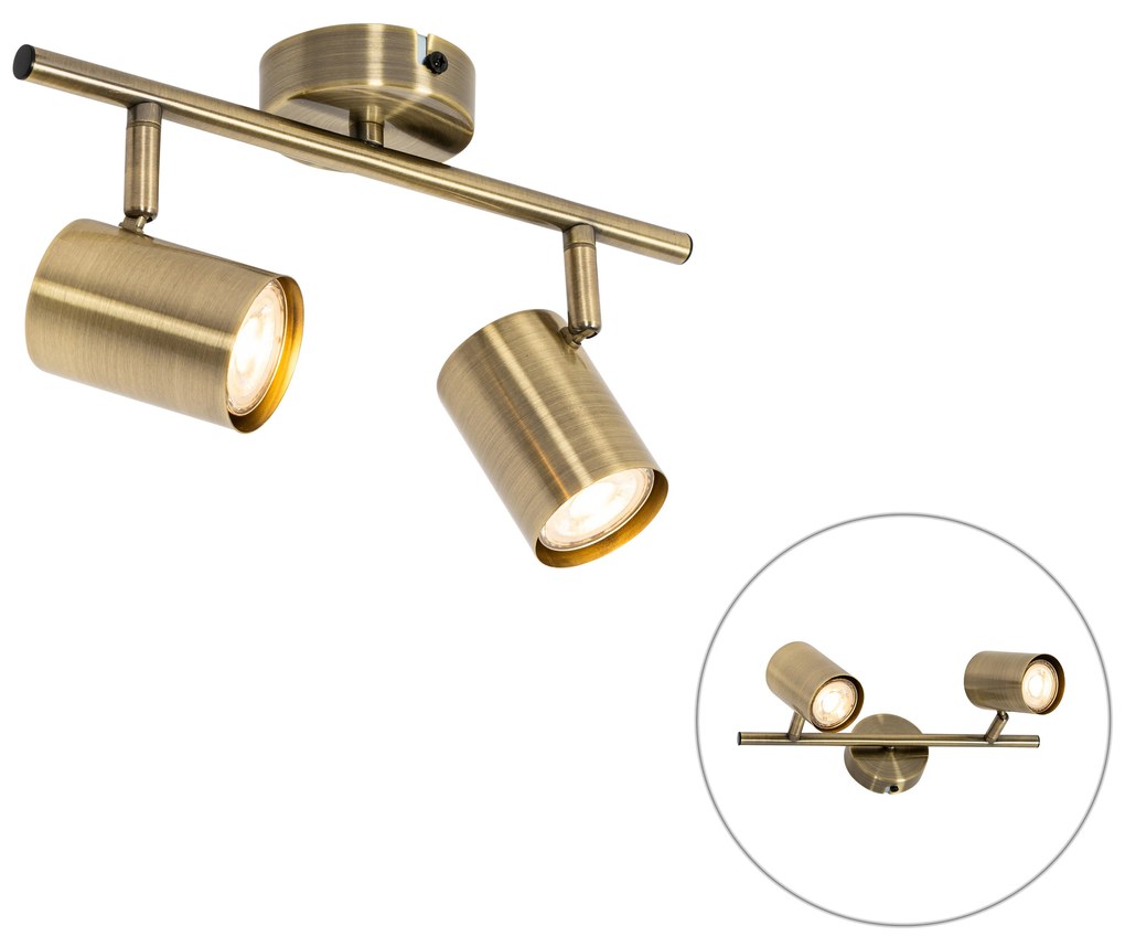 Modern bronz spotlámpa dönthető 2 lámpás - Jeana