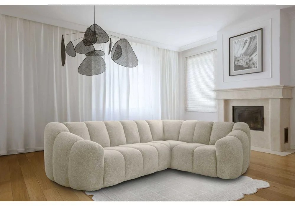 Bézs sarokkanapé (jobb oldali-L alakú) Shell – Miuform