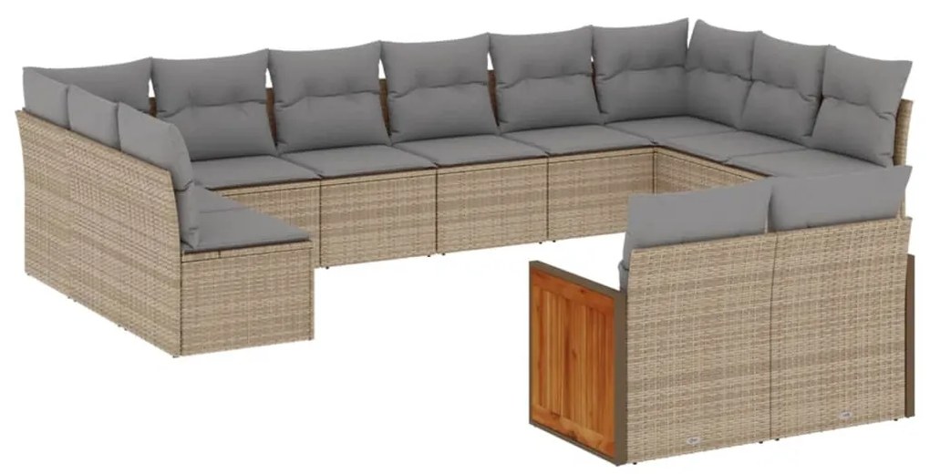 12 részes bézs polyrattan kerti ülőgarnitúra párnákkal