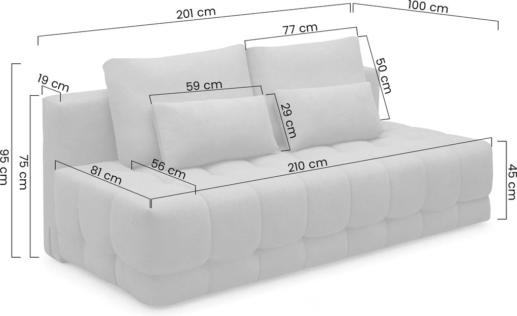 Tuko kinyitható kanapé tárolóval - zöld Freya 210-09 dzsörzé