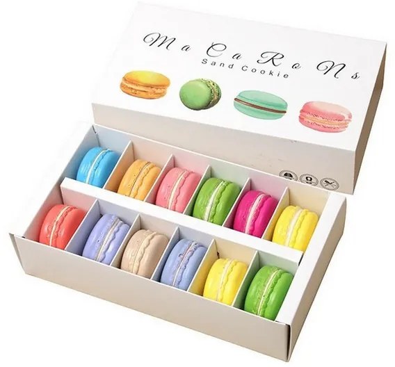 Macaron doboz, kartonpapír, mintás, 12 db-os, 10db