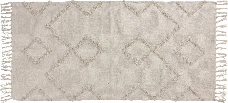 Pamutszőnyeg Rojtokkal Téglalap Alakú Fehér 70 x 140 cm Beltéri