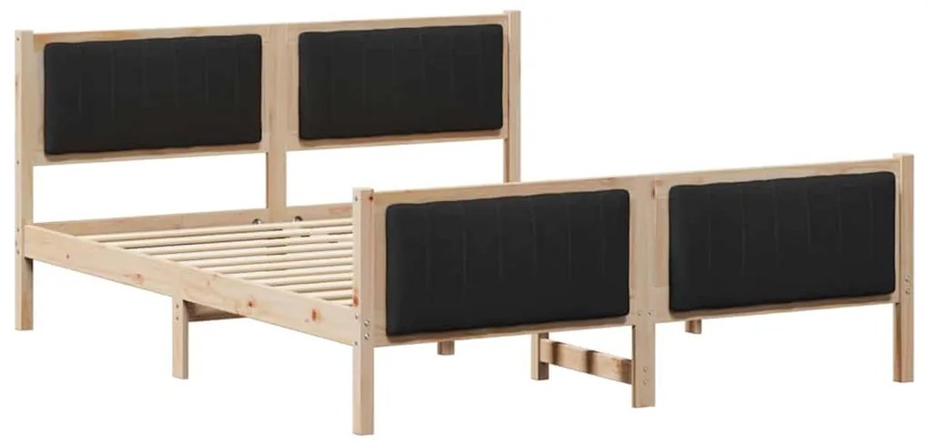 Ágykeret fejtámlával Barna és fekete 160 x 200 cm Tömör fenyőfa