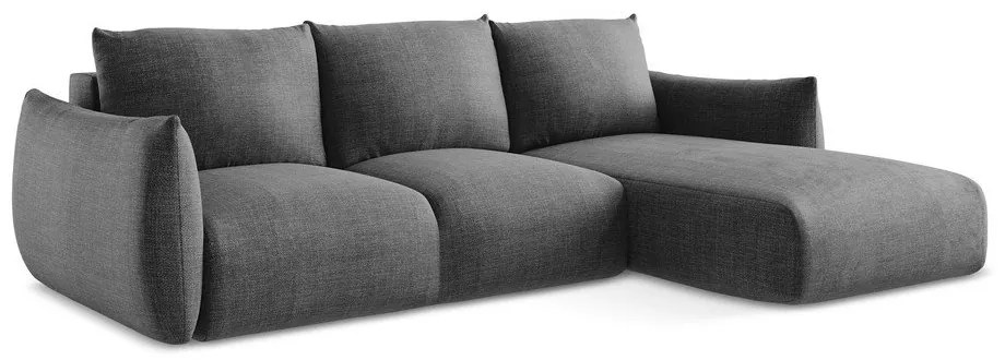 Sötétszürke kinyitható sarokkanapé (jobb oldali-heverő résszel) Leila – Makamii