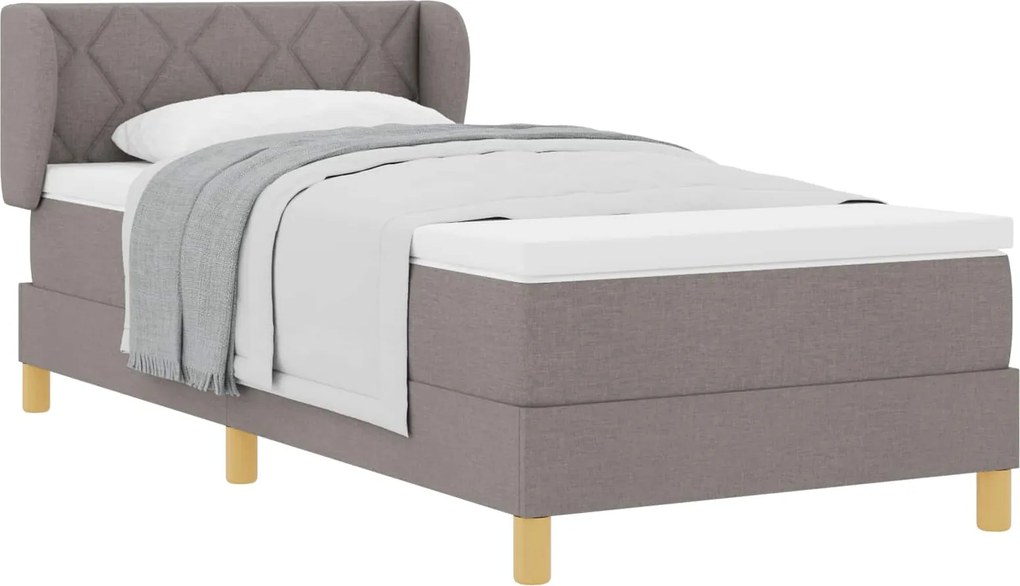 vidaXL Boxrugós ágy matracmal fejtámlával Tópszínű 90 x 200 cm szövet