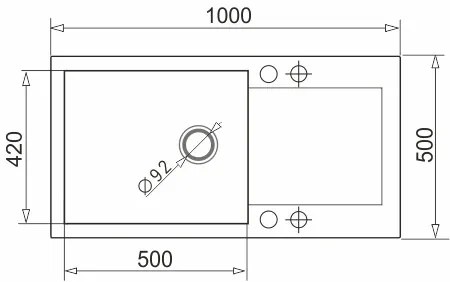 Pyramis 70089601 - MIDO 100x50 cm gránit konyhai mosogató, fekete