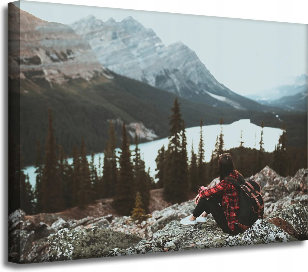 Vászonkép Emberek Hegyek Nő az ösvényen 40x30