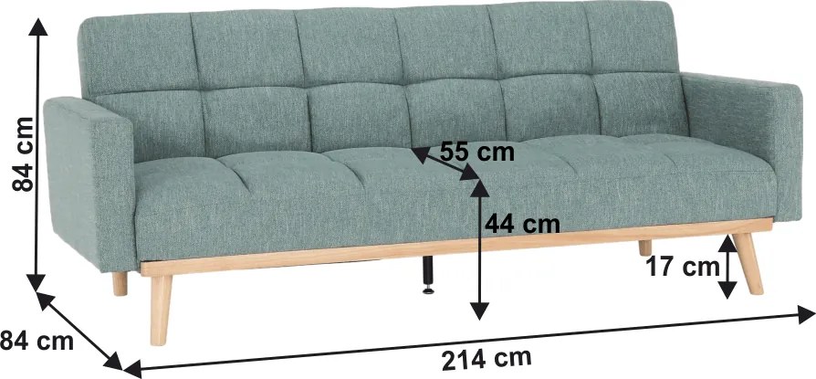 Kanapé ágyfunkcióval, mentol, MAVERA
