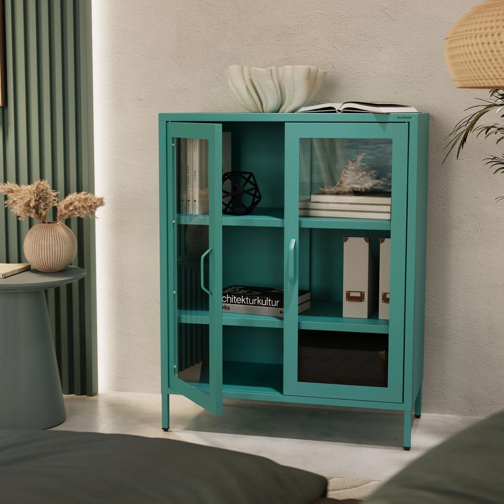 Vitrin GINA, 800 x 1015 x 400 mm, Modern: tengerszínű