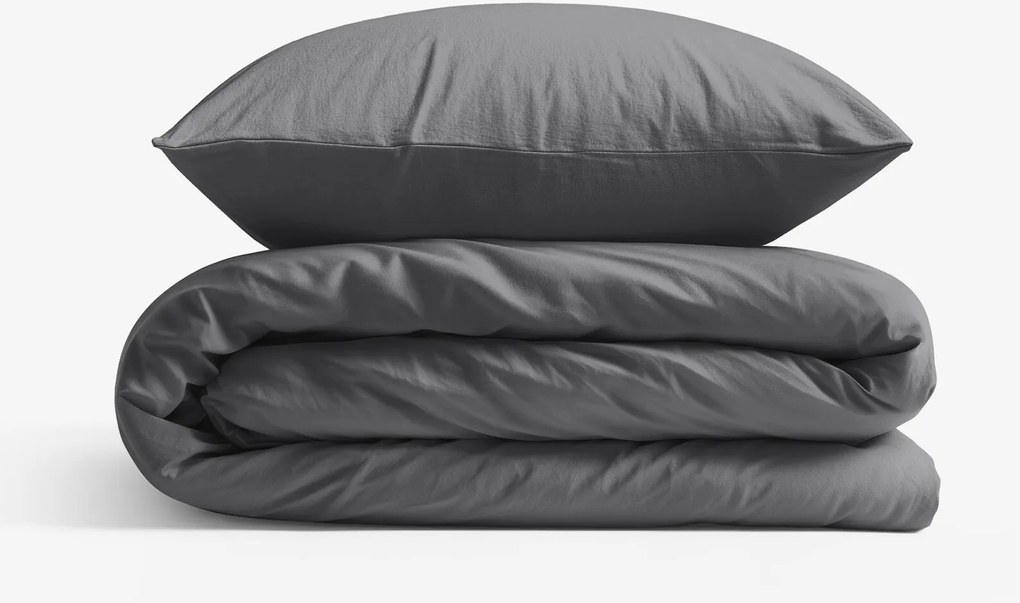 Goldea pamut ágyneműhuzat garnitúra - sötétszürke 140 x 200 és 70 x 90 cm