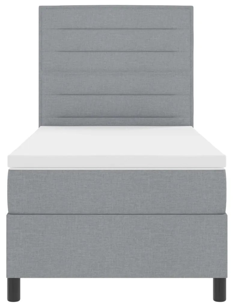 Box Spring ágy matraccal, világosszürke, egyszemélyes, szövet