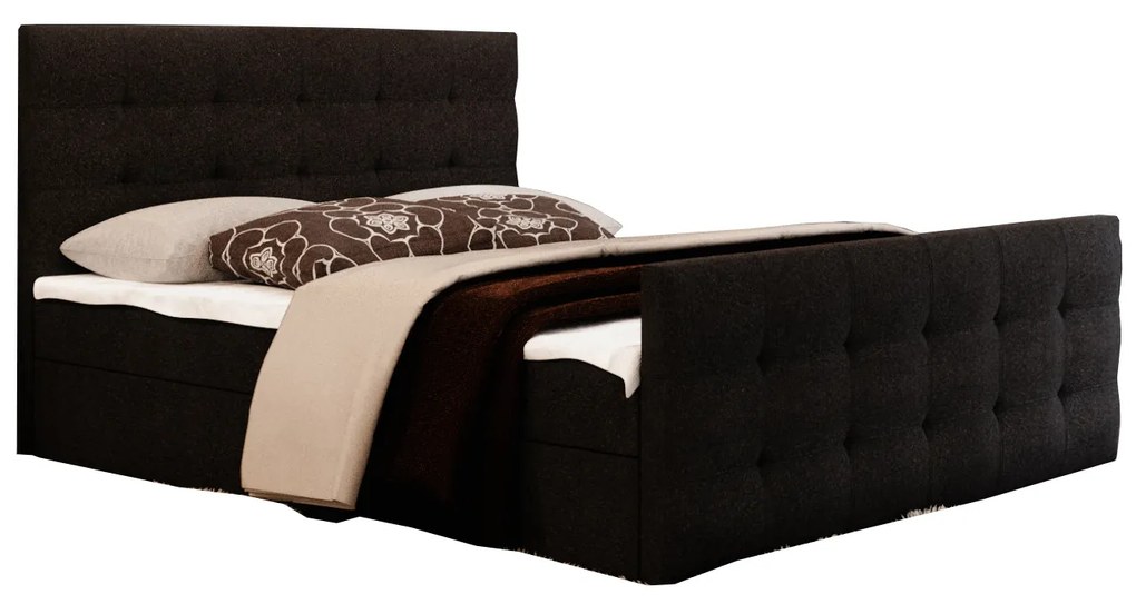 Franciaágy  Boxspring 140 cm Milagros 2 (fekete) (matraccal és tárolóhellyel). 1046752