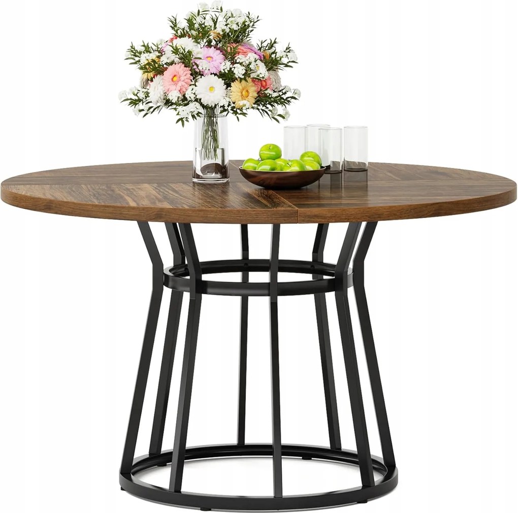 Kerek asztal Tribesigns 120 cm barna/fekete