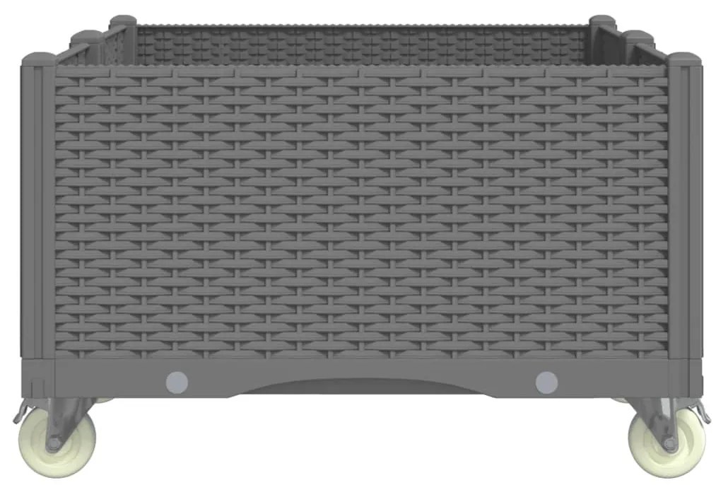 vidaXL világosszürke PP rácsos kerekes ültetőláda 100 x 80 x 54 cm