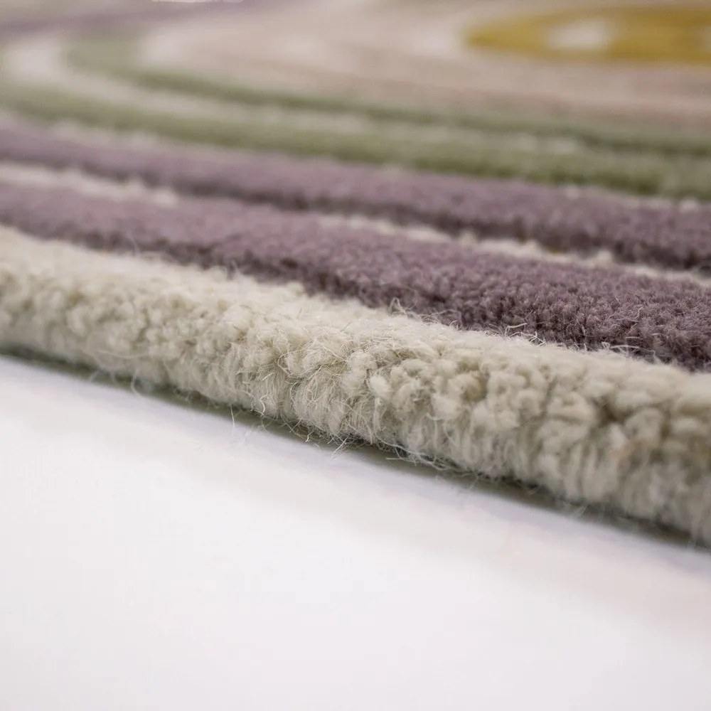 Zöld kézi szövésű gyapjú futószőnyeg 80x300 cm Spiral Shaped – Flair Rugs