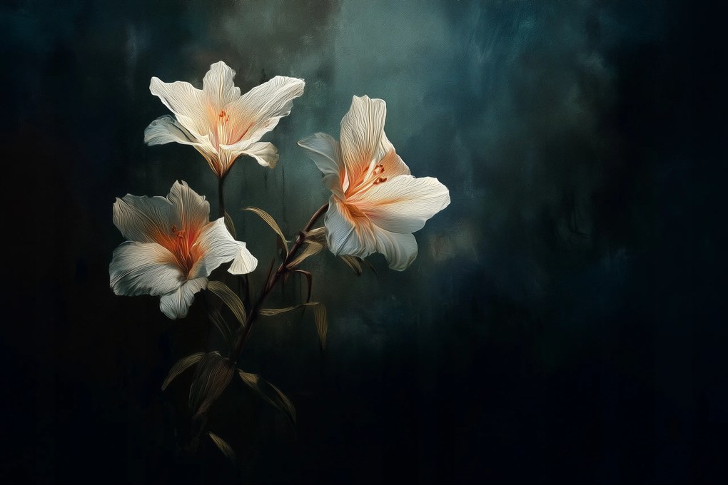 Fotótapéta Flizelina Természet Virágok Fehér Liliomok Chiaroscuro 368x254 ragasztó