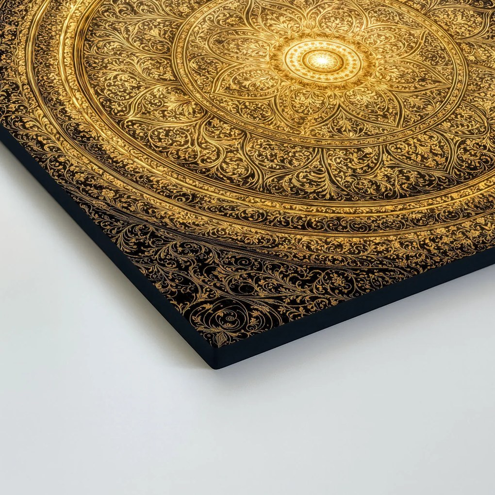 DUBLEZ | Fából készült arany mandala - Dharma | Prémium UV nyomtatás