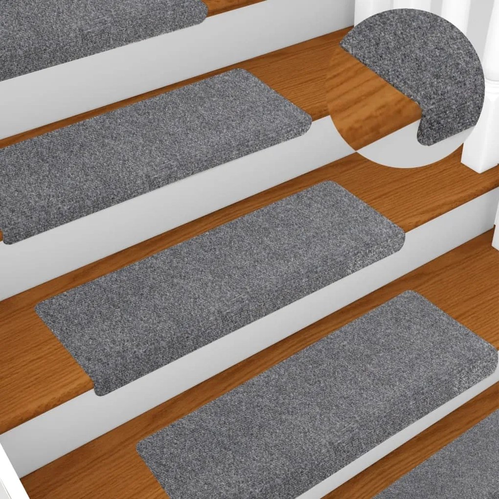 5 db tűlyukasztott világosszürke lépcsőszőnyeg 65x21x4 cm