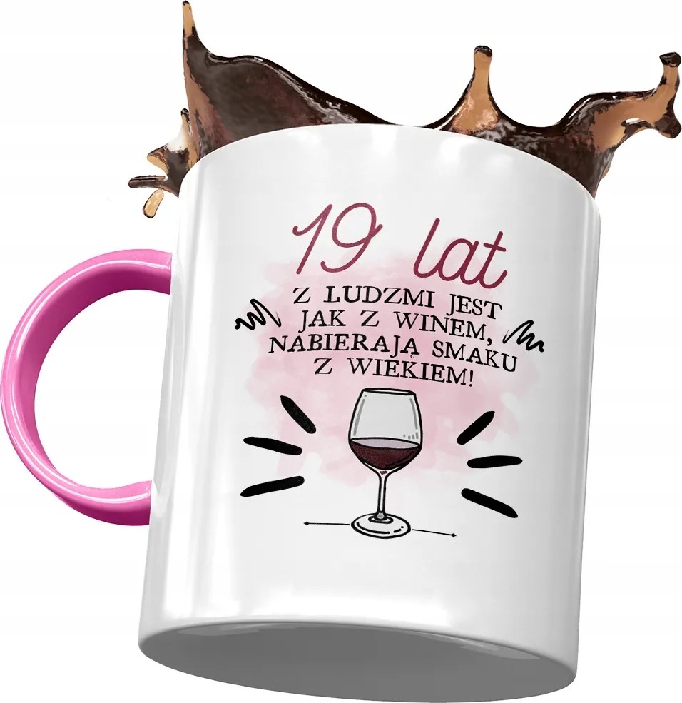 Rózsaszín Bögre Születésnapra 19 19. 19. Ajándék Nyomtatott Fotóval