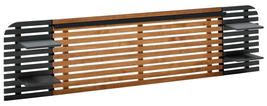 Fekete-natúr színű borovi fenyő ágytámla 240x62 cm Dimas – Marckeric