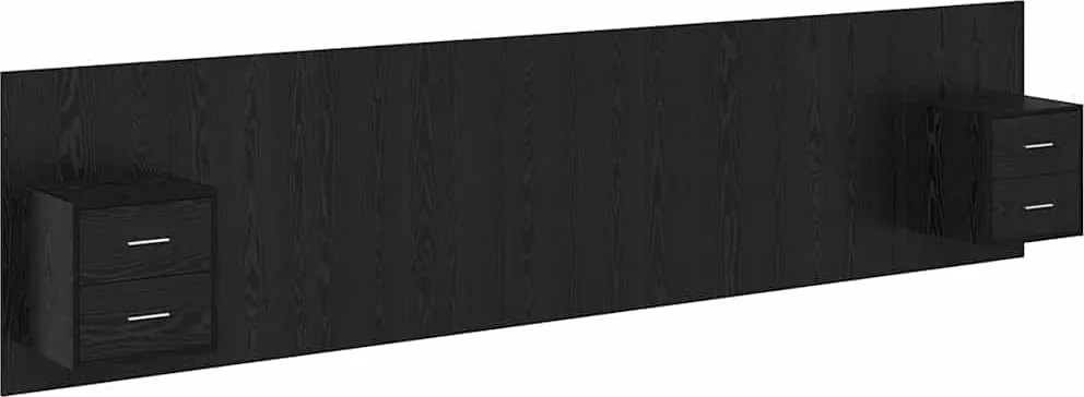 vidaXL Fejtámla Szekrénnyel fiókkal 3 pcs Fekete tölgy Faanyag