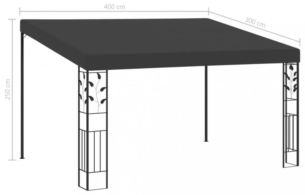 vidaXL antracitszürke falra szerelhető pavilon 4 x 3 x 2,5 m