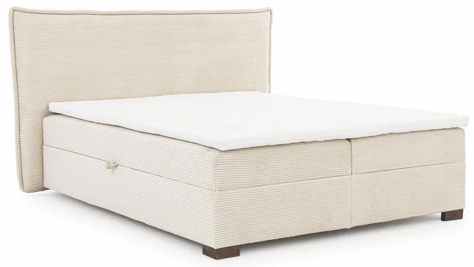 Bézs ágyneműtartós boxspring ágy 160x200 cm Lysa – Ropez