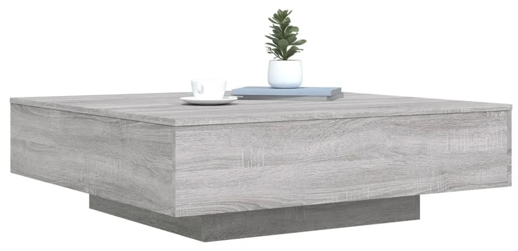 Szürke sonoma színű dohányzóasztal LED-lámpákkal 100x100x31 cm