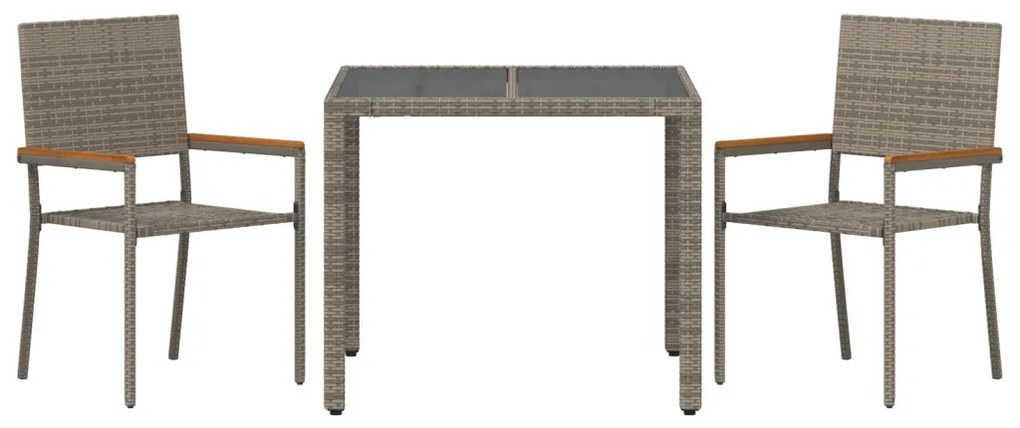 Kert étkező szett 3 pcs Szürke és Barna 90 x 90 x 75 cm