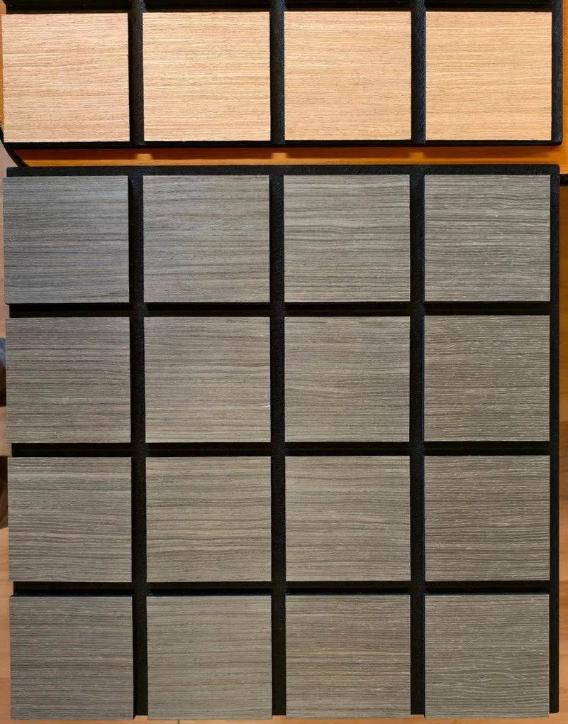 Freja Fa kockás akusztikus falipanel 60x60x1,8cm - Szürke tölgy - Szürke tölgy