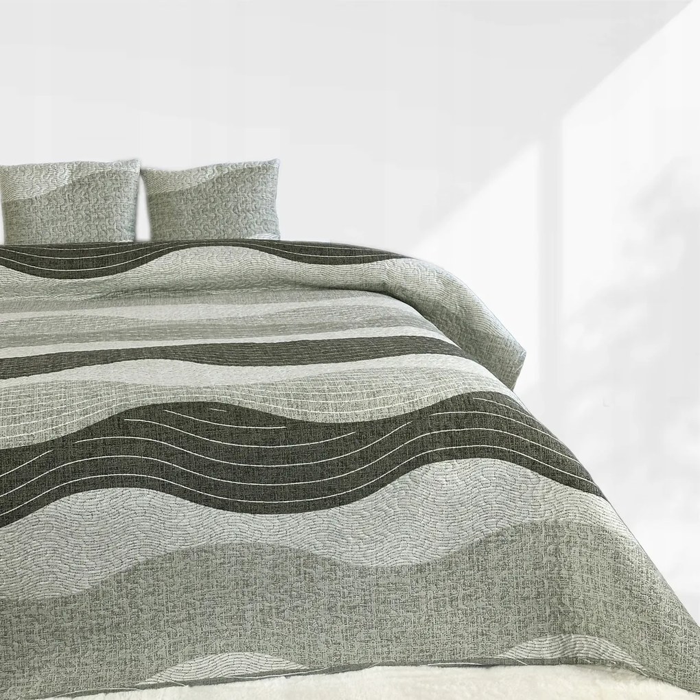 Kétoldalas ágytakaró Tavira Kapa Hullámok Szürke 180x220 cm párnahuzat