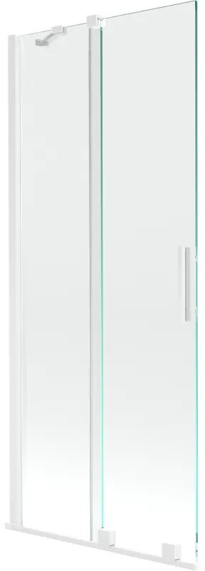 Mexen Velar, 2 szárnyas eltolható kádparaván 85 x 150 cm, 8mm átlátszó üveg, fehér, 896-085-000-01-20
