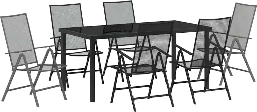 vidaXL Kert étkező szett 7 pcs Antracit Porszórt acél
