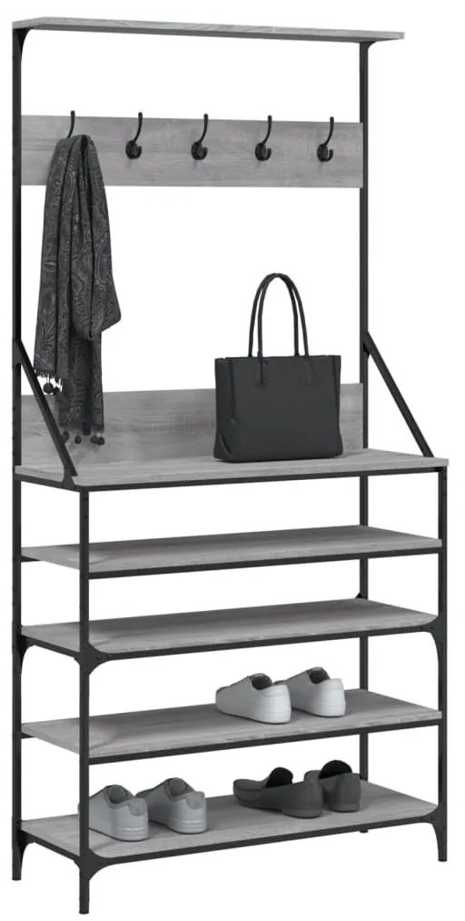 szürke sonoma ruhafogas cipőpolccal 90 x 34 x 184 cm