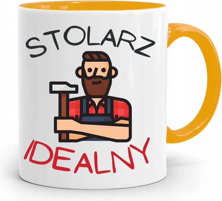 Sárga Bögre Ajándék Asztalosnak Tökéletes Asztalos, fényképes nyomtatással