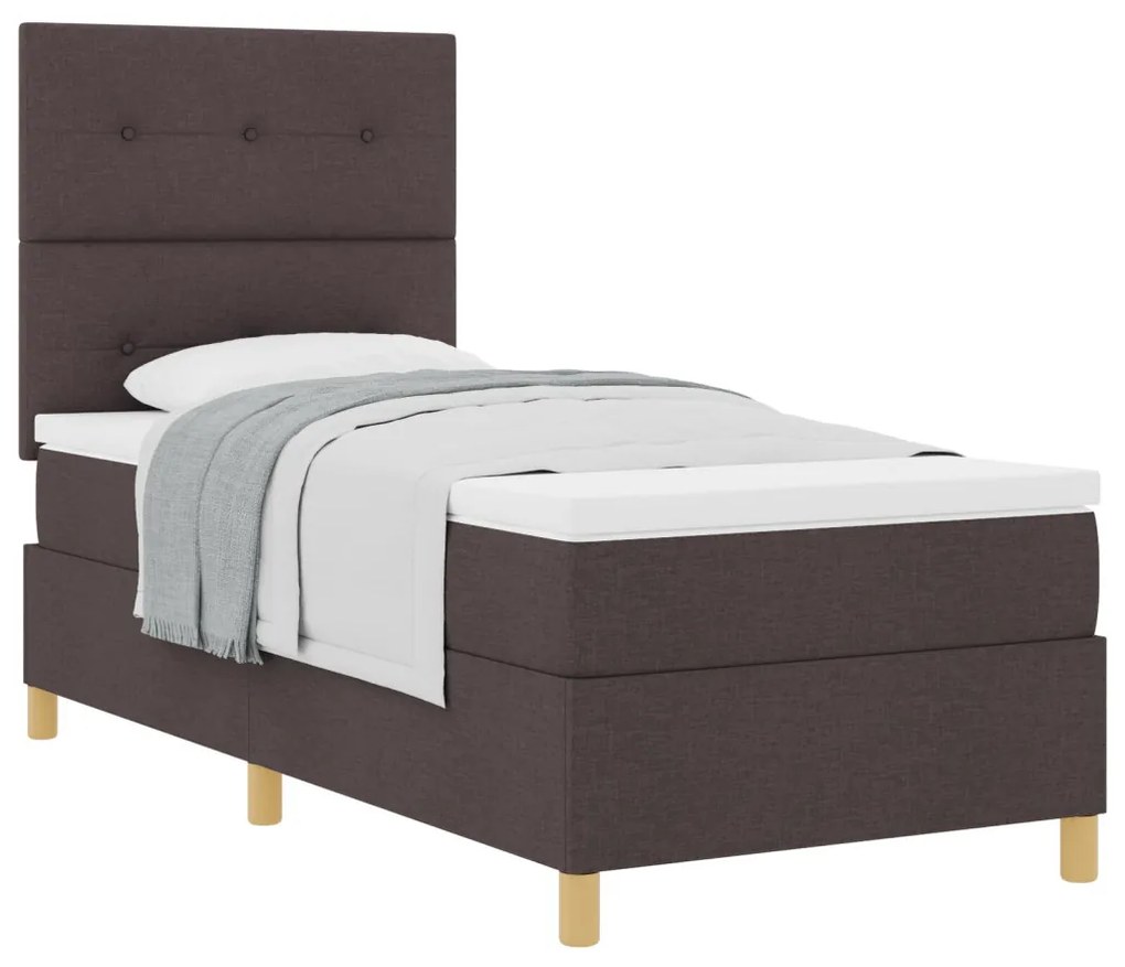 Box Spring Ágy Matrachoz Sötétbarna 90x200 cm Szövet
