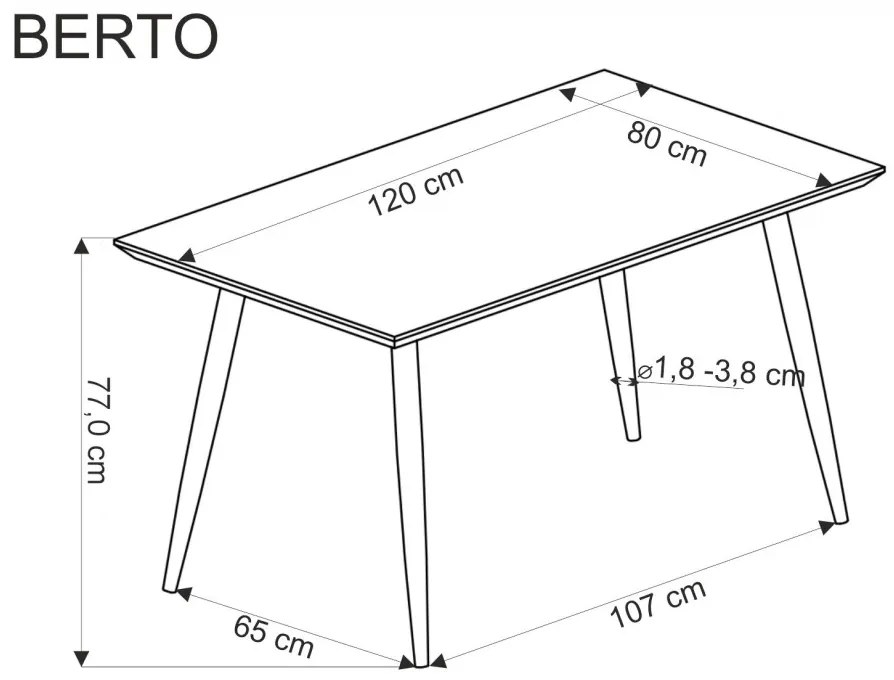 Berto étkezőasztal 120cm