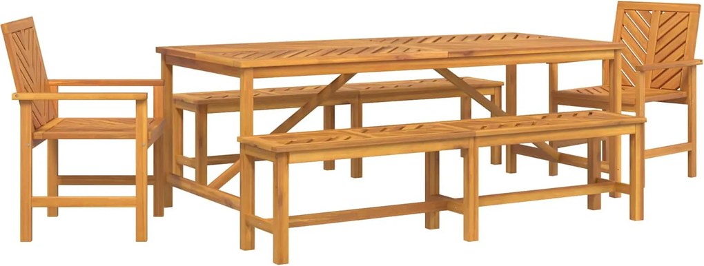 vidaXL Kert étkező szett 5 pcs Barna Tömör Akácfa
