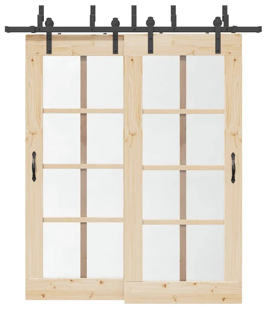 fekete acél tolóajtó fémszerelék készlet 200 cm