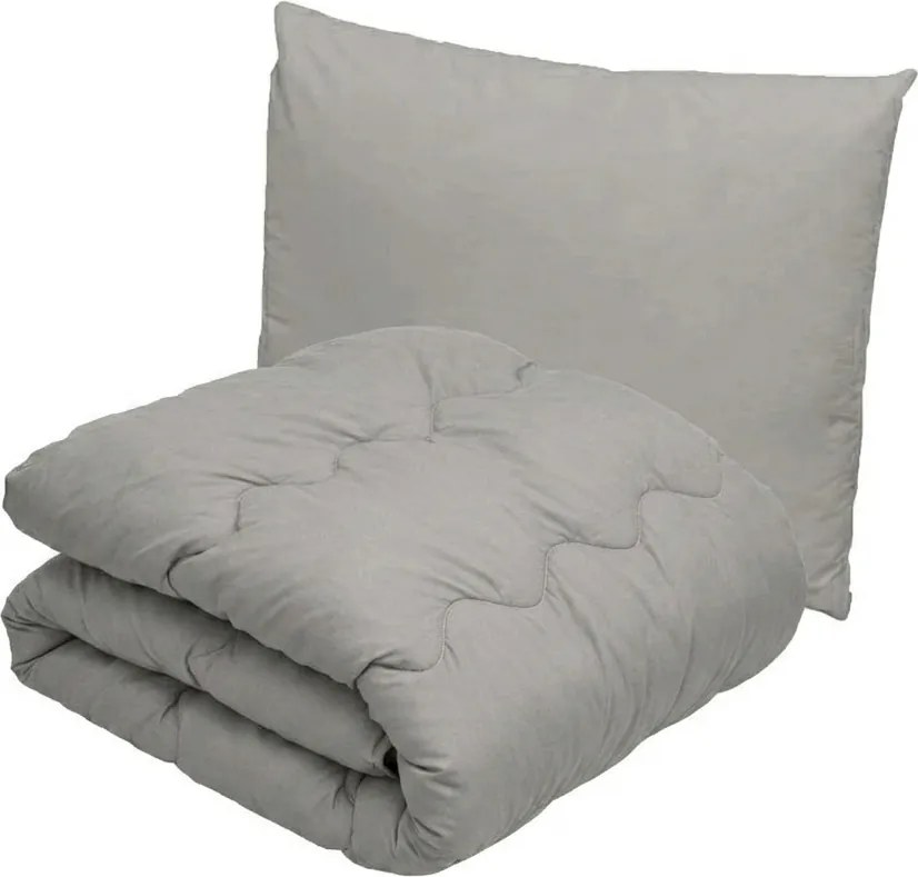 Egész éves paplan 140 x 200 cm párnával 70 x 90 cm COLOR SZÜRKE