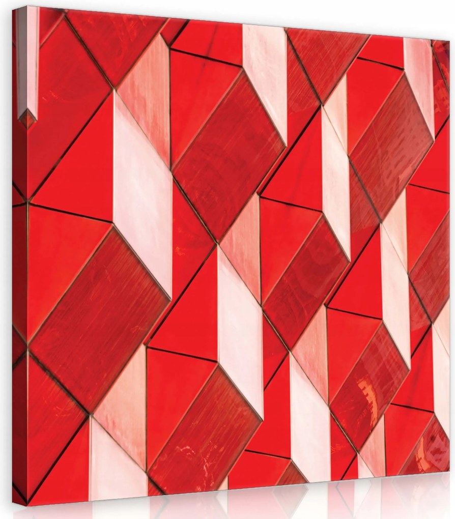 Vászonkép 40x40 Absztrakt geometria piros fehér diagonál rombusz művészet