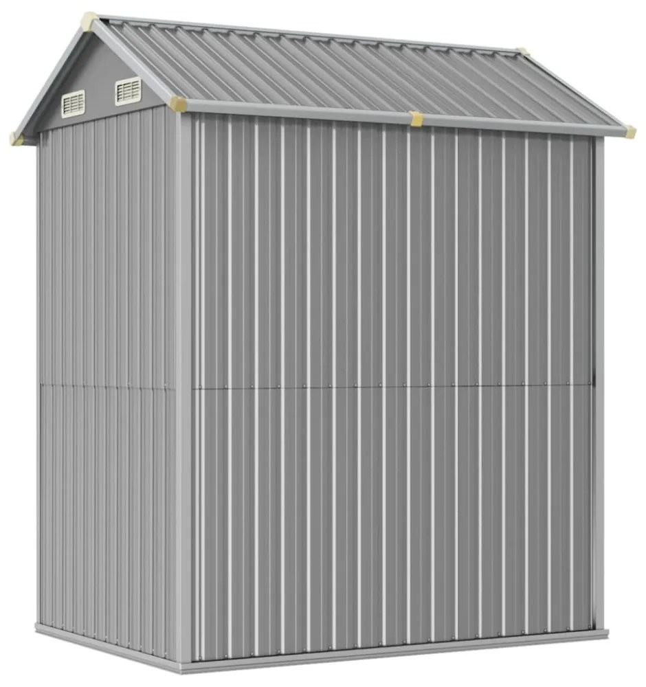 világosszürke horganyzott acél kerti fészer 192 x 152,5 x 237 cm